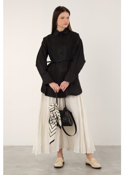 Poplin Gömlek Kısa Siyah