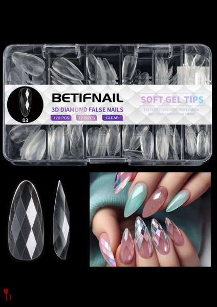 100'LÜ Balerin Form Şeffaf Elmas Kesim Takma Tırnak Seti | Salon Kalitesinde 3D Tırnakla fiyatları