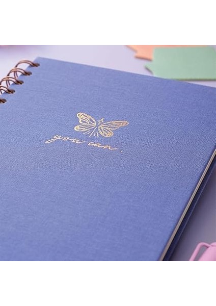 A5 Spiralli Sert Kapak Keten Çizgili Tarihsiz Not Defteri Lila modelleri