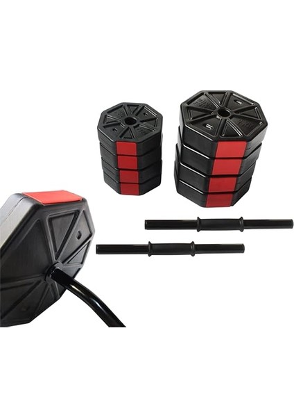 Spor 50 kg (150 Cm) Düz Bar + Z Bar Dambıl Dumbell Ağırlık Halter Full Set Kırmızı Kapaklı indirimleri
