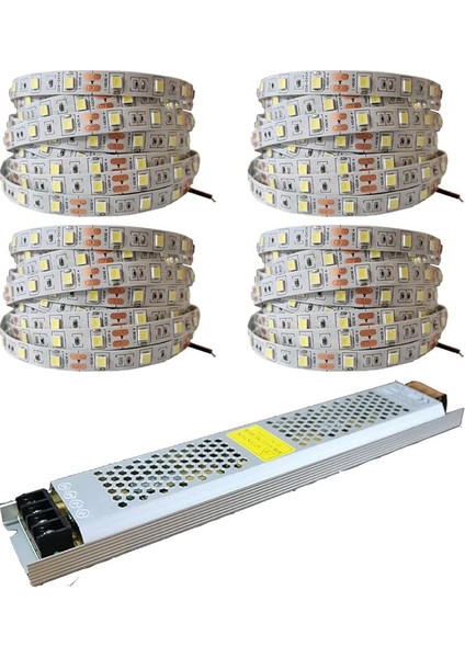 LED 4040 Yeni Nesil 20 Metre Şerit + 12V 25 300 Watt Trafo Oturma Odası, Yatak Odası ve Mutfak Için Gizli Aydınlatma (Günışığı)