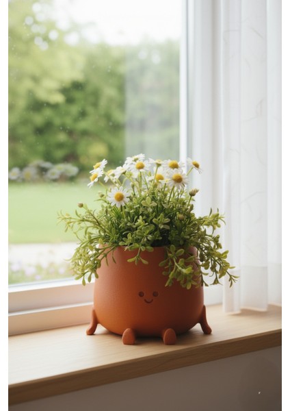 1 Adet Mutlu Sevimli Ayaklı Saksı Dekoratif Mini Saksı Çiçek Dahil Değildir 8X12X12CM 3D fiyatları