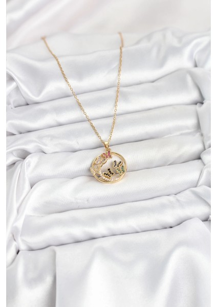 316L Çelik Zincir Gold Renk Zirkon Taşlı Kelebekli Kadın Kolye fiyatları