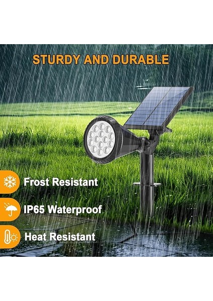 Gün Işığı18 LED Spot Güneş Enerjili Bahçe Aydınlatma Lambası, Fotoselli, Spike Aplik, 18W Su Geçirmez Dış Mekan Solar Lamba, Ağaç, Veranda, Havuz, Duvar ve Zemin Montajına Uygundur 42 cm fırsatları
