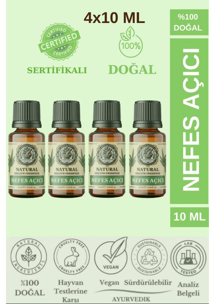 4'lü Set Nefes Açıcı Nane ve Okaliptüs Esansiyel Uçucu Yağı Buhurdanlık Yağı Difüzör Esansı 4X10ML