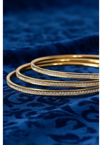 Taşlı Gold Çelik 3’lü Ajda Bilezik Ajdblzk-Tslı modelleri