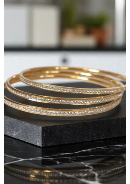 Taşlı Gold Çelik 3’lü Ajda Bilezik Ajdblzk-Tslı fırsatları