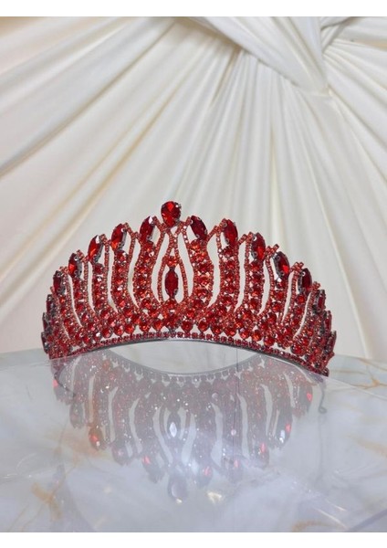 Gelin Tacı Kırmızı-Bordo Yüksek Kına Tacı
