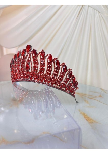 Gelin Tacı Kırmızı-Bordo Yüksek Kına Tacı fırsatları