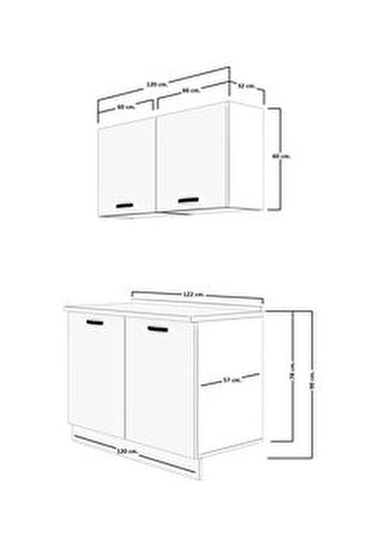 Mini 120 MDF Hazır Mutfak Dolabı Laminat Tezgah ile Doğal Renk Seçenekleri modelleri