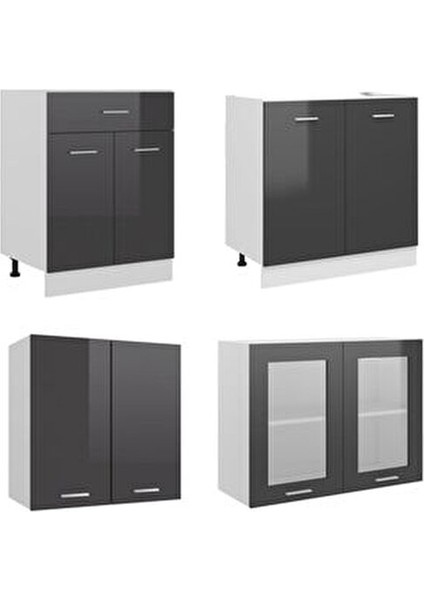 Helin Mutfak Dolabı Modern Antrasit Highgloss 140 cm Tezgah Dahil Kullanım indirimleri