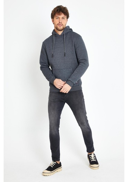 Erkek Kapüşonlu Kanguru Cep 3 İplik Sweatshirt Antrasit fiyatları