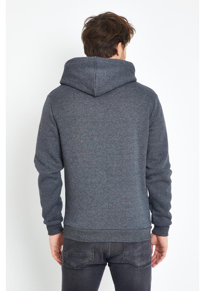 Erkek Kapüşonlu Kanguru Cep 3 İplik Sweatshirt Antrasit indirimleri