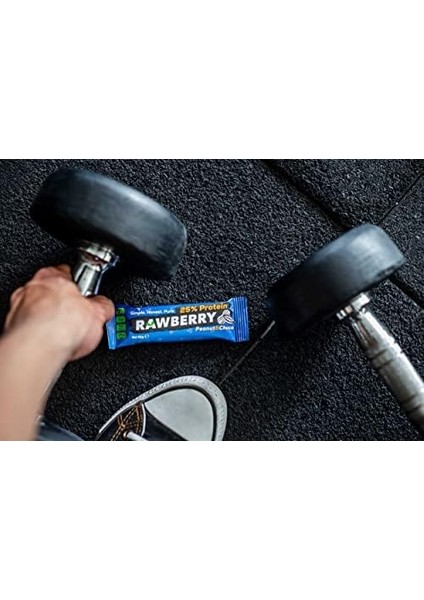 Rawberry%25 Protein Bar, Sağlıklı Atıştırmalık, Yer Fıstıklı ve Ham Kakaolu, Ilave Şekersiz, Vegan, Glutensiz, Kuruyemiş ve Kuru Meyveli Bar (Kutuda 15 Adet))