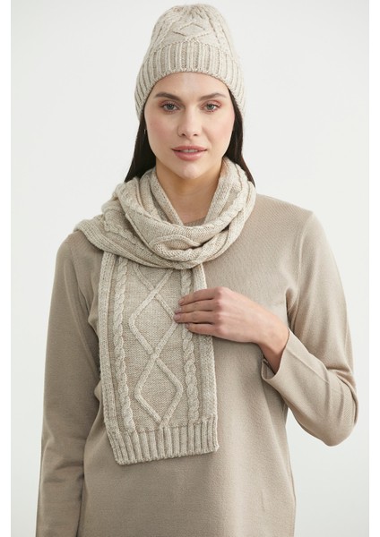 Örme Atkı - Açık Bej