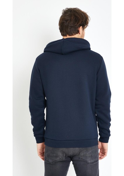 Erkek Kapüşonlu Kanguru Cep 3 İplik Sweatshirt Lacivert indirimleri