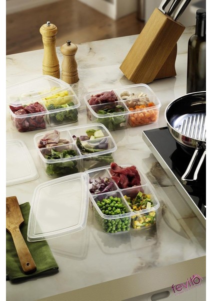 Mikrodalga ve Difrizde Kullanılabilen Saklama Kabı Seti 4&apos;lü Beyaz S-412