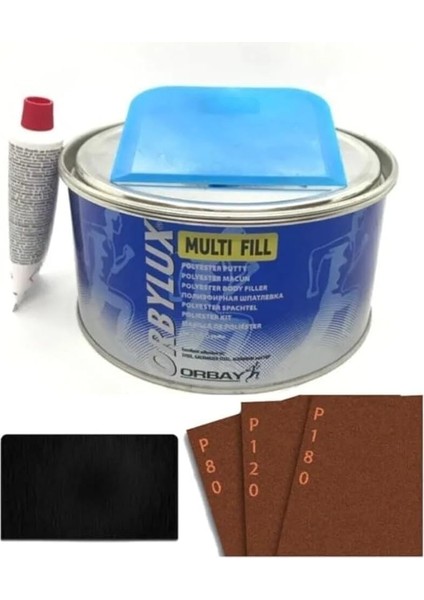 Polyester Çelik Macun 500 Gram Set+3 Adet Zımpara