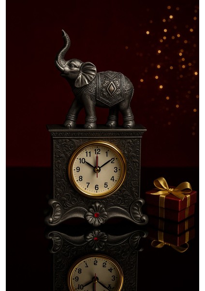 Dekoratif Gri Fil Figürlü Masa Saati – 19 cm | Şık Ev & Ofis Aksesuarı fiyatları