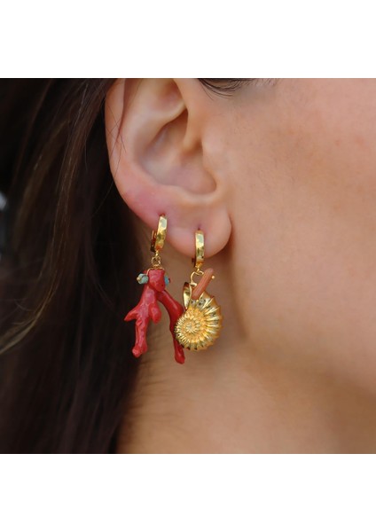 Mercan Deniz Kabuğu Gold Gümüş Küpe fiyatları