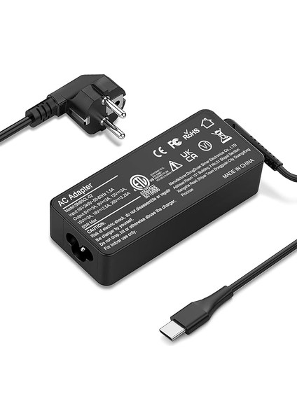 Thinkpad T14 T480 T480S T490 T490S, Lenovo Chromebook C330 S330, Lenovo Yoga, Dell Chromebook 3100, Latitude 5420, Acer Chromebook C Tipi Dizüstü Bilgisayarlar Için USB C 65W Şarj Cihazı