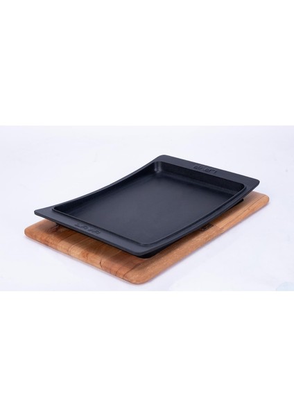 Döküm Servis Tabağı 36X24 cm Ahşap Altlıklı - Lv As 173
