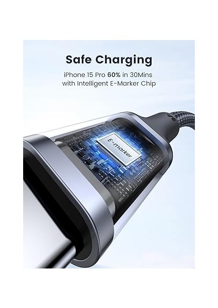 USB C - USB C Kablosu, iPhone 16/16 Plus/16 Pro/16 Pro Max/15, MacBook Pro, iPad Pro, Dell Xps, Samsung Galaxy S24/S23/S22 Ultra, Anahtar, Piksel, 6.6ft Siyah Için USB C Şarj Kablosu(2m) fırsatları