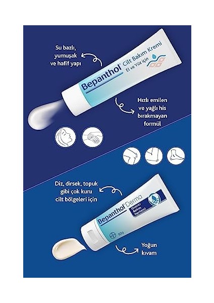 Bepanthol Cilt Bakım Kremi 50 gr + Onarıcı Merhem 50 gr L Avantajlı Günlük Bakım Seti