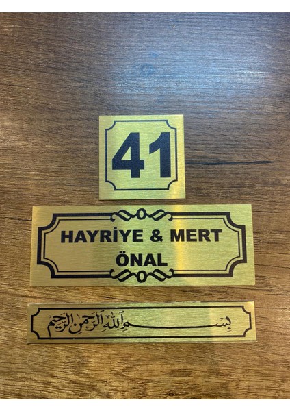 Kapı İsimliği Klasik Ev Dış Kapı İsimliği Çelik Kapı İsimliği Besmele Gold0019
