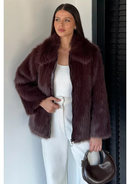 Kadın Ön Fermuarlı Saçaklı Kürklü Mont P-00018972 fiyatları