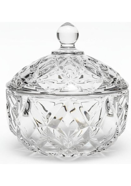 Tuna Kristal Desen Kapaklı Parlak Cam Şekerlik 12×11 cm fırsatları