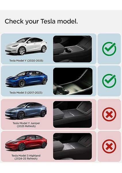 Tesla Model Y (2024-2023) & Model 3 (2023) Kol Dayama (Kolçak) Konsol Içi Düzenleyici TO224 Black - ACP06258 fiyatları