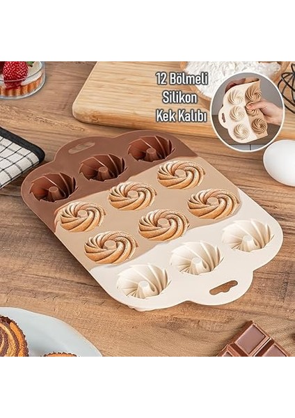 185 Silikon Kurabiye Tatlı Kalıbı, Silikon Kalıp Seti, 12'li Mini Kek Kalıbı, Çikolata Pişirme Kalıp fiyatları