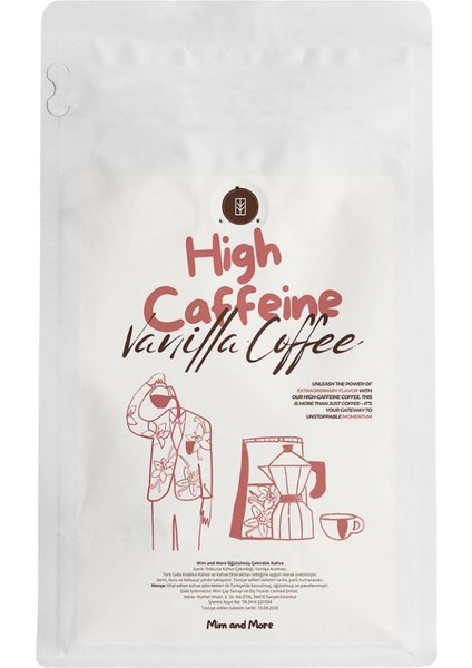 Mim And More High Caffeine Vanilla Coffe - Vanilya Aromalı Yüksek Kafeinli Kahve Çekirdek Kahve, 200 gr