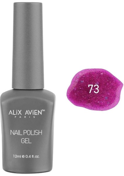 Alıx Avıen Işıltılı Fuşya Pembe Kalıcı Oje 73-Yoğun Renk Veren Jel Oje 12 Ml-Nail Uv Gel Polish 73 modelleri