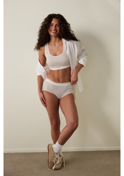 Bej Melanj Melanj Çıkarılabilir Kaplı Balensiz Sütyen