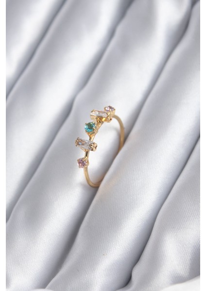 bulurum gold renk zirkon taşlı renkli zirkon taşlı kadın yüzük