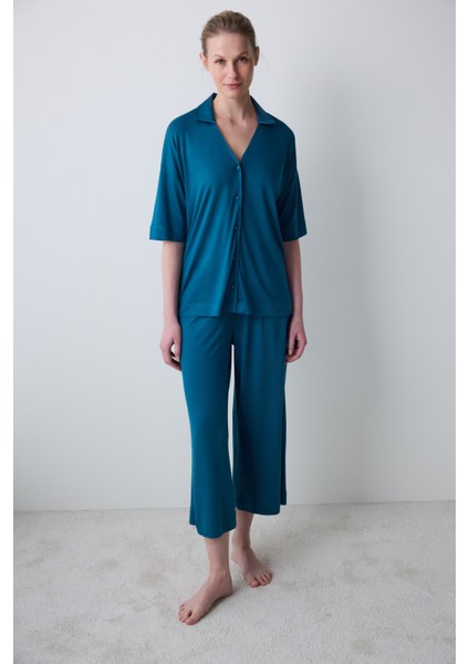 Aging Collagen Gömlekli Kapri Pijama Takımı