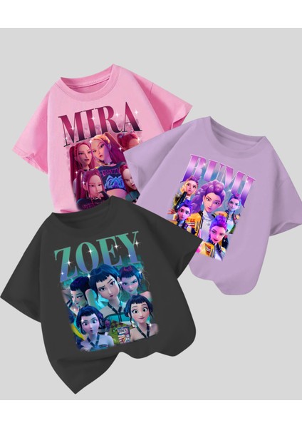 Kpop Demon Hunterix Kids Design Unisex Oversize T-Shirt fiyatları