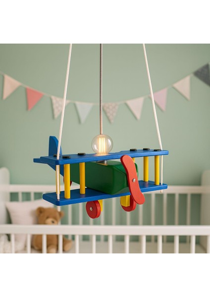 Çocuk Odası Ahşap Uçak Avize