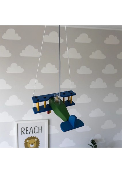 Çocuk Odası Ahşap Uçak Avize