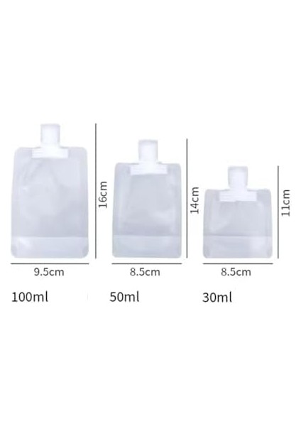Güncelçarşı Çok Amaçlı 6'lı Paket Doldurulabilir Torba Şişe, Pratik ve Kolay Kullanım, Seyahat, Sabun, Dezenfektan, Losyon, Şampuan, Saç Kremi, Duş Jeli Doldurulabilir, 2x 30ML, 2x 50ML, 2x 100ML modelleri