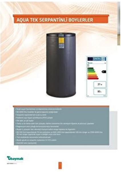 120 Lt Aqua Tek Serpantinli Hızlı Boyler Uzun Kullanım Ömrü ile 3 Yıl Garanti indirimleri