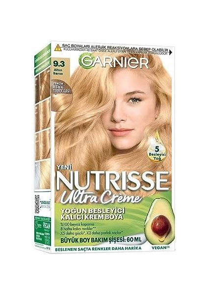 Garnier Nutrisse Yoğun Besleyici Kalıcı Krem Saç Boyası 9.3 Altın Sarısı modelleri