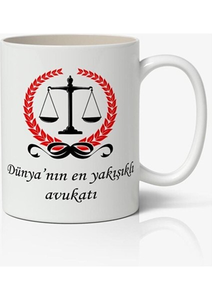 Avukatlar Günü Dünyanın En Yakışıklı Avukatı Temalı Beyaz Kupa Bardak Sevgiliye Arkadaşa Hediye