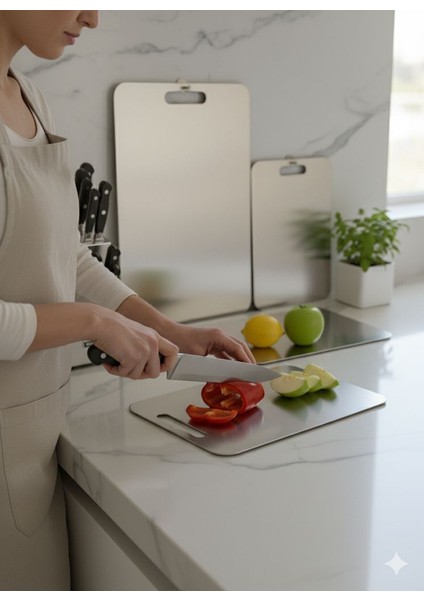 Paslanmaz Çelik Kesme Tahtası 2 Adet modelleri