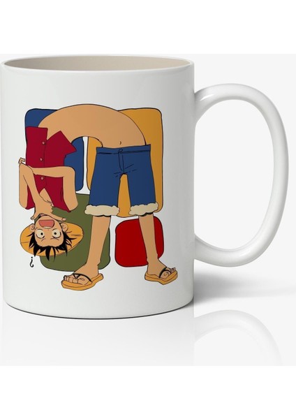 One Piece Monkey D. Luffy Anime Temalı Beyaz Kupa Bardak Arkadaşa Sevgiliye Hediye