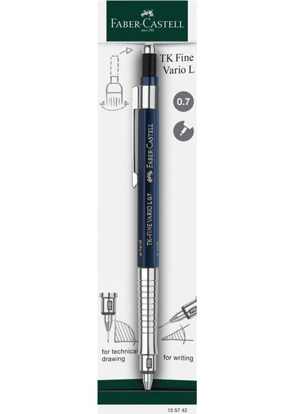 Tk Fine Vario Lux Versatil Kalem, 0.7 Mm, Indigo, Sertlik Ayarlı Metal Uç, Premium Teknik Çizim ve Yazım Için