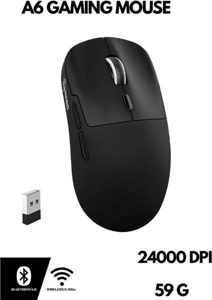 Freewolf A6 Kablosuz Oyuncu Mouse PAW3311 1000 Hz 24000 Dpı Profesyonel Bluetooth Üç Modlu Bağlantı