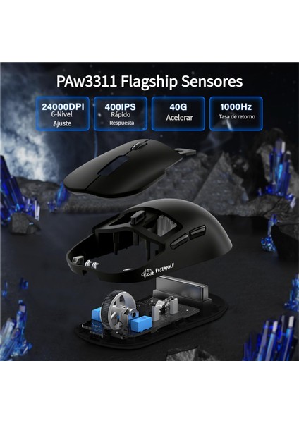 Freewolf A6 Kablosuz Oyuncu Mouse PAW3311 1000 Hz 24000 Dpı Profesyonel Bluetooth Üç Modlu Bağlantı fırsatları